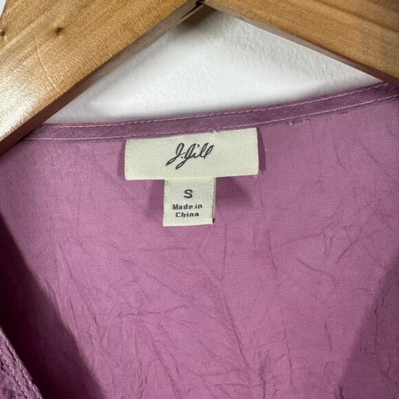 J.Jill Top Women S Purple Long Sleeve Embroidered Pop Over Boho Button Up Blouse - Picture 5 of 8